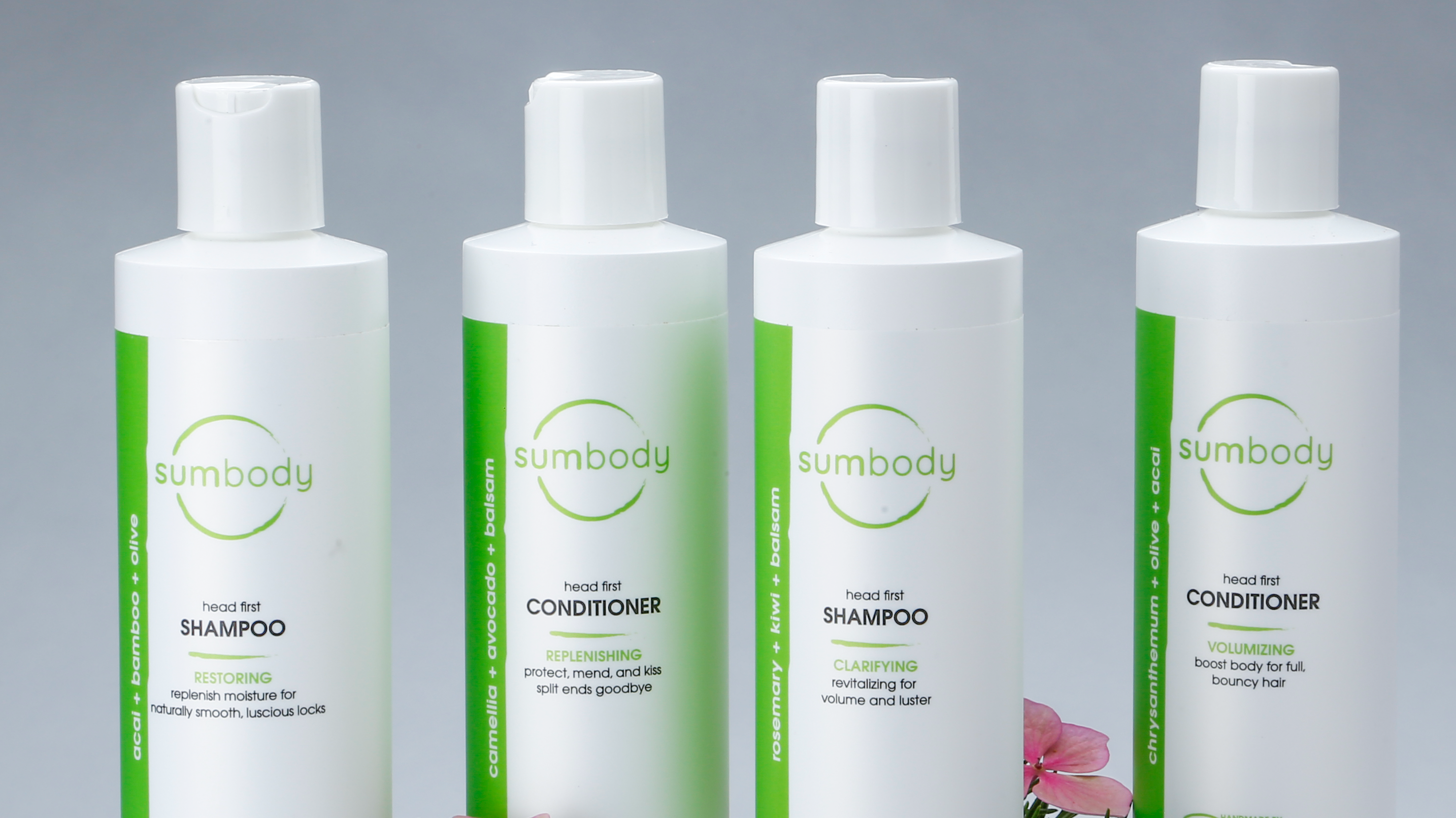 Sumbody Natural Shampoo and Conditioner with Rosemary, Acai, Bamboo, Balsam. No parabens, no sulfates, no artificial fragrances.