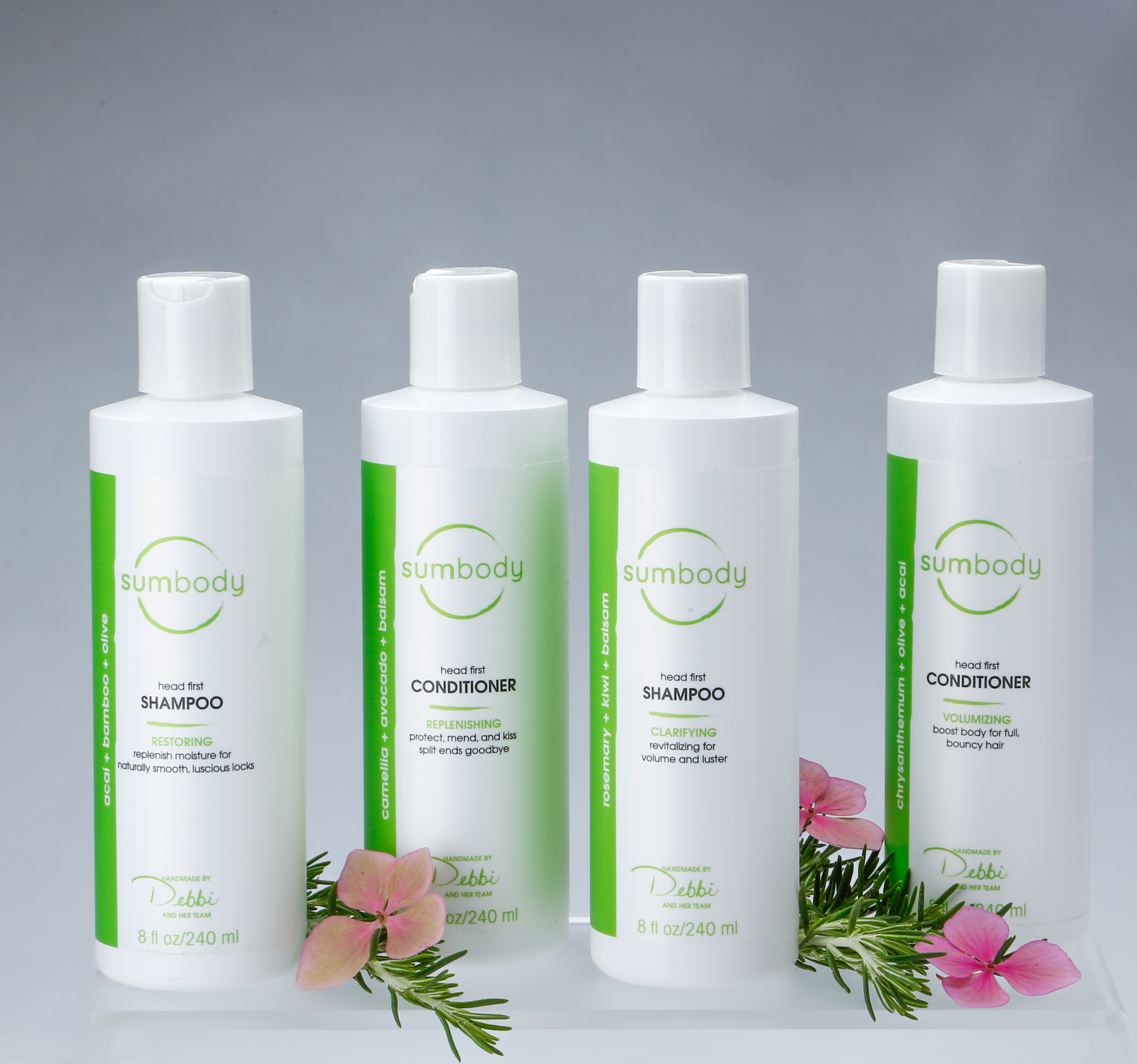 Sumbody Natural Shampoo and Conditioner with Rosemary, Acai, Bamboo, Balsam. No parabens, no sulfates, no artificial fragrances.