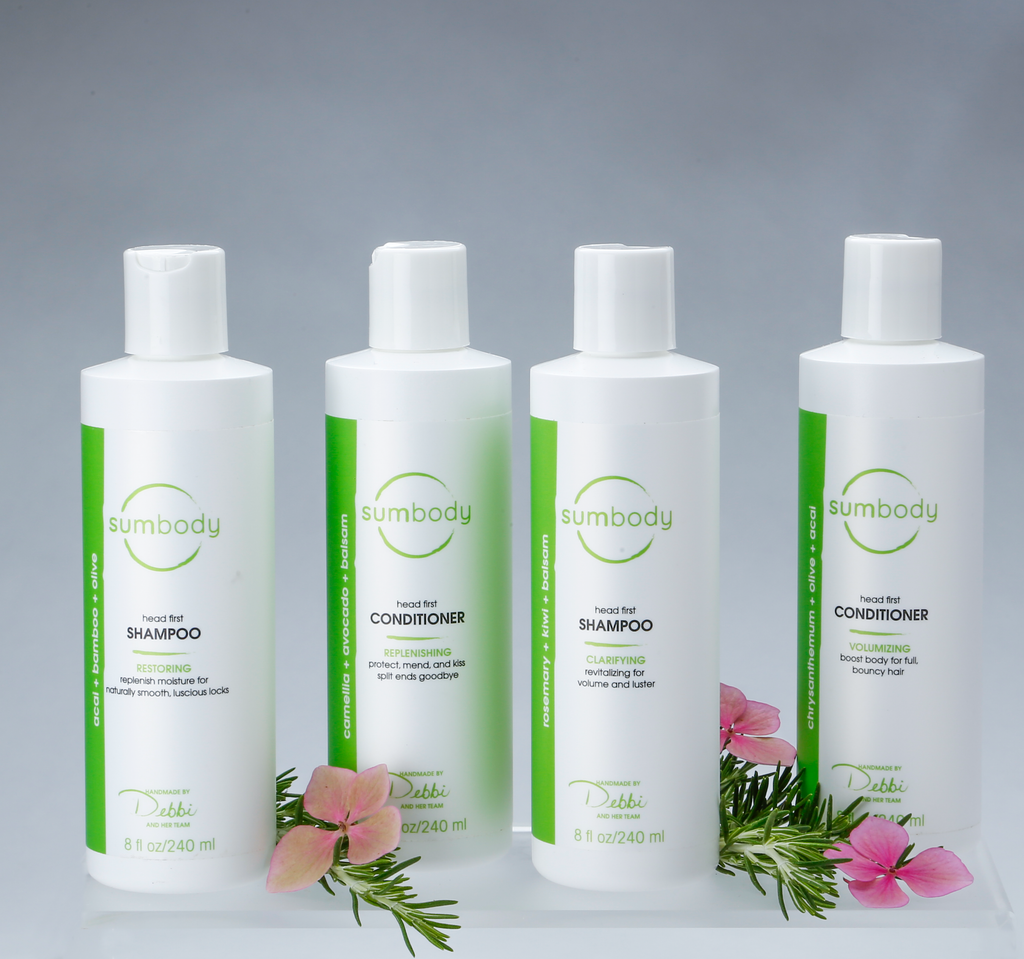 Sumbody Natural Shampoo and Conditioner with Rosemary, Acai, Bamboo, Balsam. No parabens, no sulfates, no artificial fragrances. 
